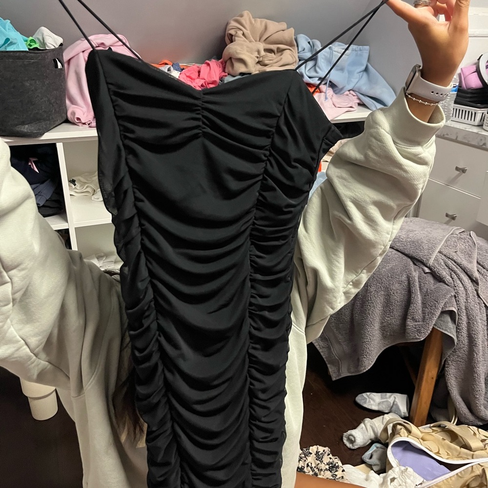 Elegant Black Ruched Dress